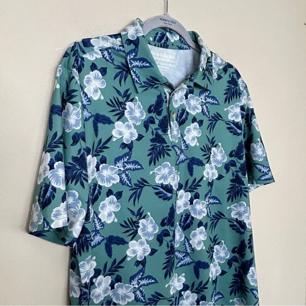 Fair Harbor The Midway Polo | Seapine Floral | Mens Size L - Picture 3 of 7